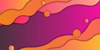 Gradyan dalga kağıt tarzı arka plan. Kırmızı ve turuncu renk. Vektör illüstrasyonu