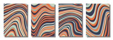 Abstract psychedelic groovy set background. Vector illustration.