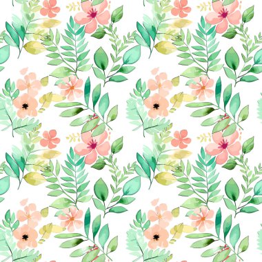 Çiçek şeklindeki suluboya pürüzsüz desen. Vektör illüstrasyonu.