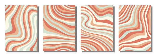 Abstract Psychedelic Groovy Set Background Vector Illustration — Vetor de Stock