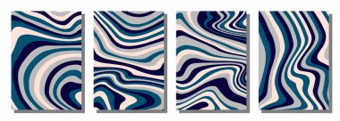 Abstract psychedelic groovy set background. Vector illustration.