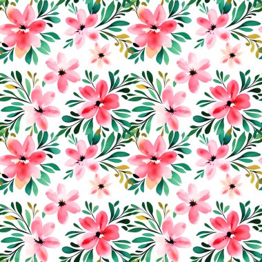 Çiçek şeklindeki suluboya pürüzsüz desen. Vektör illüstrasyonu.