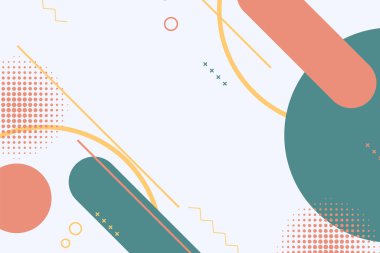 Memphis elementleriyle Geometrik afiş arka planı. Vektör illüstrasyonu.