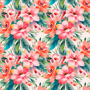 Çiçek şeklindeki suluboya pürüzsüz desen. Vektör illüstrasyonu.