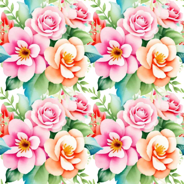 Virágos Alakú Akvarell Zökkenőmentes Minta Vektorillusztráció — Stock Vector