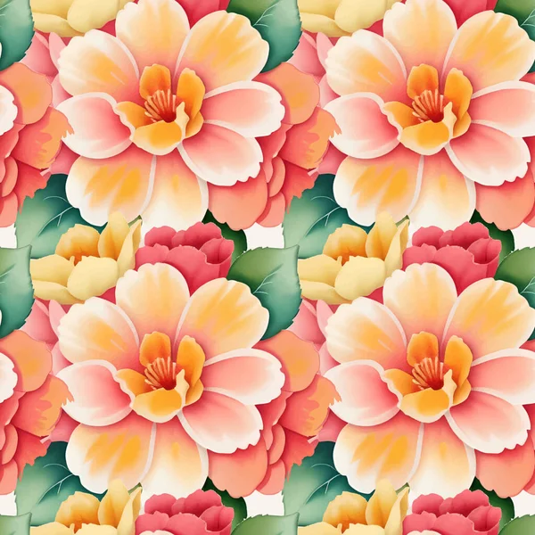 Virágos Alakú Akvarell Zökkenőmentes Minta Vektorillusztráció — Stock Vector
