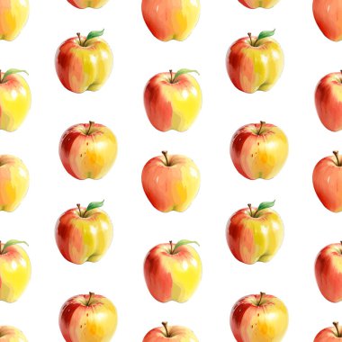Kusursuz suluboya elma deseni. Tekrar et. Vektör illüstrasyonu.