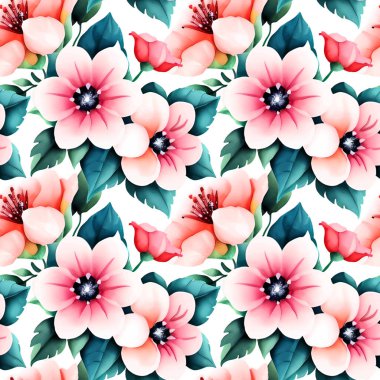 Çiçek şeklindeki suluboya pürüzsüz desen. Vektör illüstrasyonu.