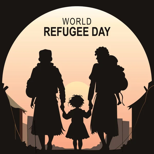 World Refugee Day Bakgrund Orsak Internationell Vektorillustration — Stock vektor
