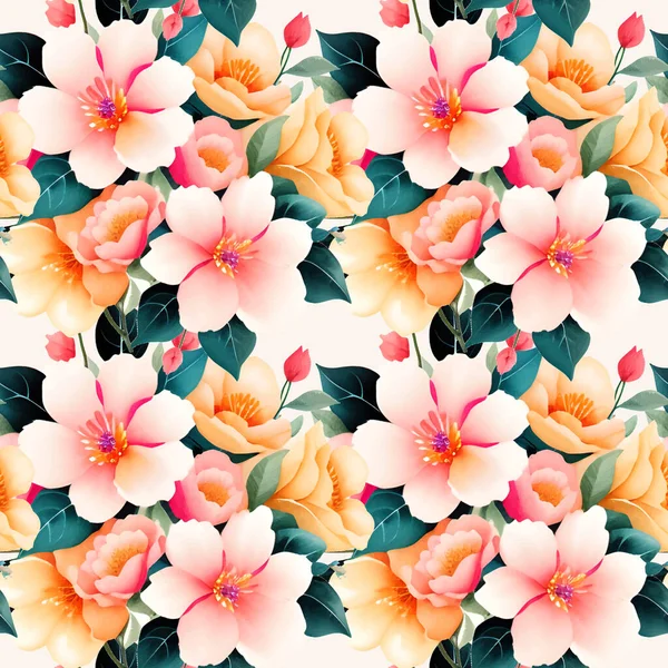 Florale Form Aquarell Nahtloses Muster Vektorillustration — Stockvektor