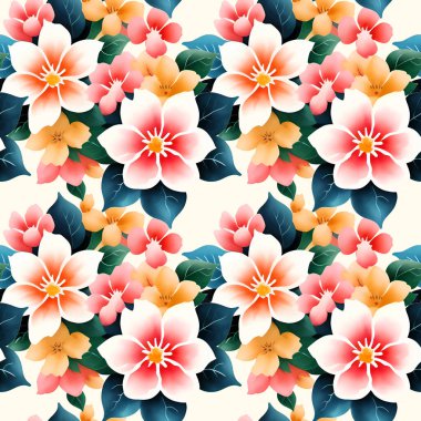 Çiçek şeklindeki suluboya pürüzsüz desen. Vektör illüstrasyonu.