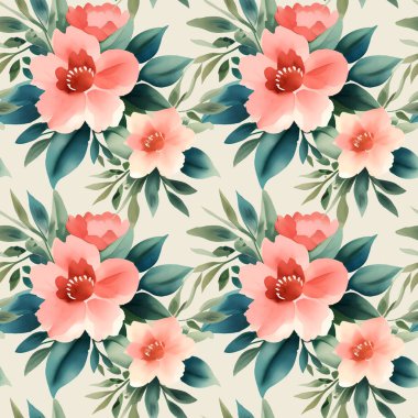 Çiçek şeklindeki suluboya pürüzsüz desen. Vektör illüstrasyonu.