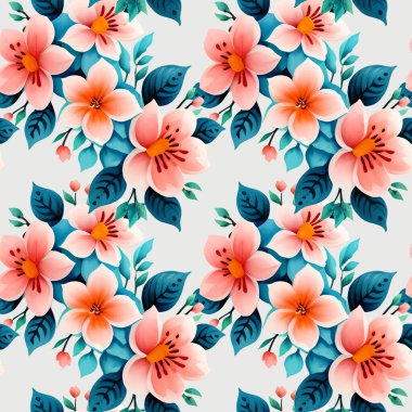 Çiçek şeklindeki suluboya pürüzsüz desen. Vektör illüstrasyonu.