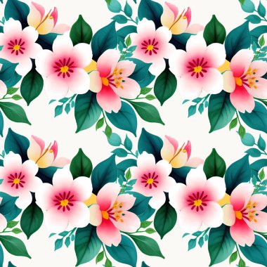 Çiçek şeklindeki suluboya pürüzsüz desen. Vektör illüstrasyonu.