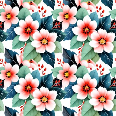 Çiçek şeklindeki suluboya pürüzsüz desen. Vektör illüstrasyonu.