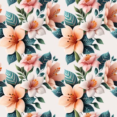 Çiçek şeklindeki suluboya pürüzsüz desen. Vektör illüstrasyonu.