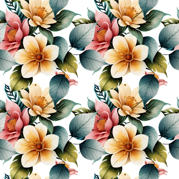 Forme Florale Aquarelle Motif Sans Couture Illustration Vectorielle — Image vectorielle