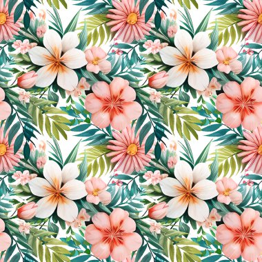 Çiçek şeklindeki suluboya pürüzsüz desen. Vektör illüstrasyonu.