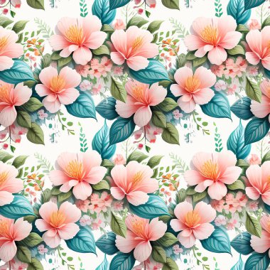 Çiçek şeklindeki suluboya pürüzsüz desen. Vektör illüstrasyonu.