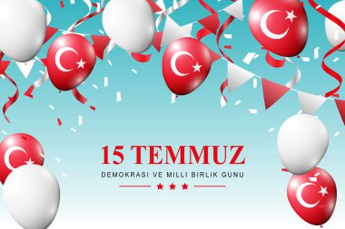15 Temmuz Demokrasi ve Milli Birlik Gunu arka planı. Vektör illüstrasyonu.