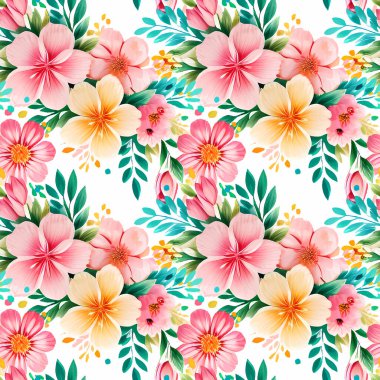 Çiçek şeklindeki suluboya pürüzsüz desen. Vektör illüstrasyonu.