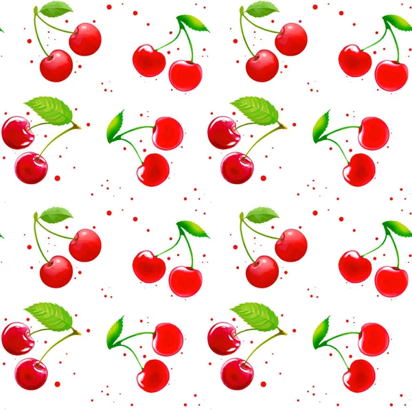 Cherry Watercolor Seamless Pattern Abstract Background Vector Illustration — Stock Vector
