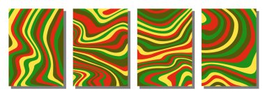 Abstract psychedelic groovy set background. Vector illustration.