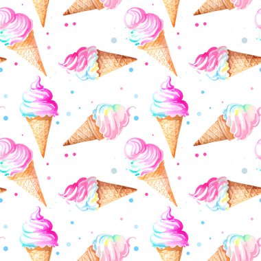 Dondurma suluboya kusursuz desenli. Vektör illüstrasyonu.
