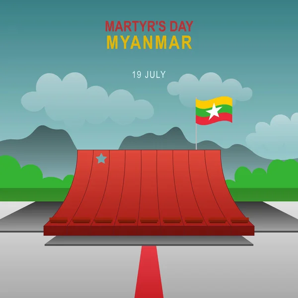 Martyrdagen Myanmar Bakgrund Vektorillustration — Stock vektor