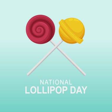 Ulusal Lolipop Günü geçmişi. Şeker Eğlenceli Tatlı Yemek. Vektör illüstrasyonu.