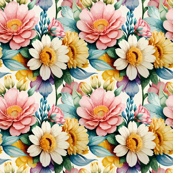 Forme Florale Aquarelle Motif Sans Couture Illustration Vectorielle — Image vectorielle