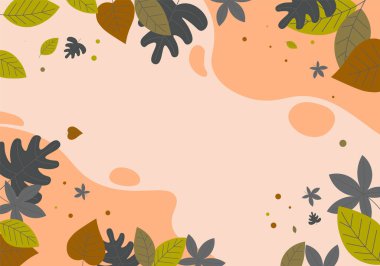 Düz elle çizilmiş yaprak arka plan. Vektör illüstrasyonu.