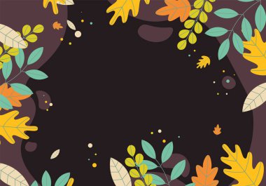 Düz elle çizilmiş yaprak arka plan. Vektör illüstrasyonu.