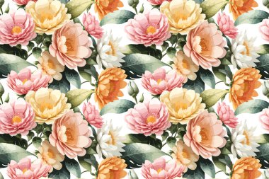 Çiçek şeklindeki suluboya pürüzsüz desen. Vektör illüstrasyonu.