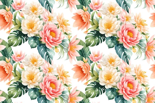 Forme Florale Aquarelle Motif Sans Couture Illustration Vectorielle — Image vectorielle