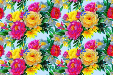 Çiçek şeklindeki suluboya pürüzsüz desen. Vektör illüstrasyonu.