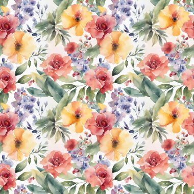 Çiçek şeklindeki suluboya pürüzsüz desen. Paketler için..