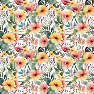 Çiçek şeklindeki suluboya pürüzsüz desen. Paketler için..