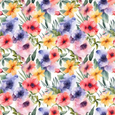 Çiçek şeklindeki suluboya pürüzsüz desen. Paketler için..