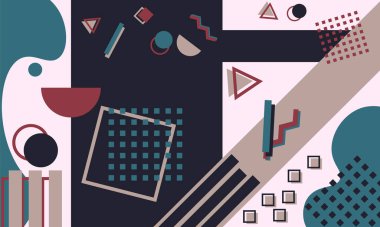 Geometrik desen beyaz arka planda memphis tarzı. Sunumunuzu tasarlayın.