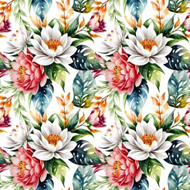 Çiçek şeklindeki suluboya pürüzsüz desen. resimleme.