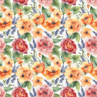 Çiçek şeklindeki suluboya pürüzsüz desen. Paketler için..