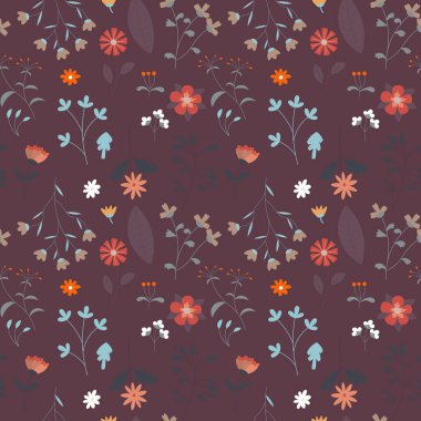 Soyut düz el çiçek desenli arkaplan çizimi. Vektör illüstrasyonu.