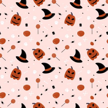 Halloween pattern in seamless style. Vector illustration.