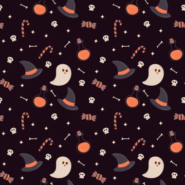 Halloween pattern in seamless style. Vector illustration.