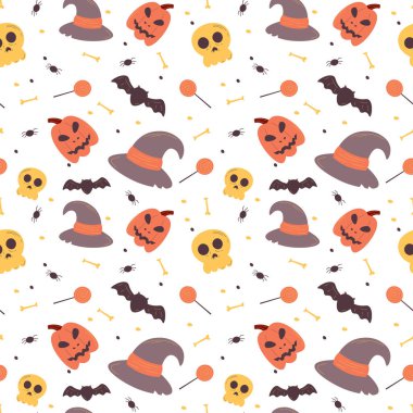 Halloween pattern in seamless style. Vector illustration.