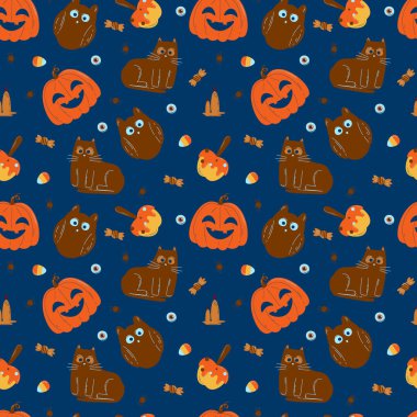 Halloween pattern in seamless style. Vector illustration.