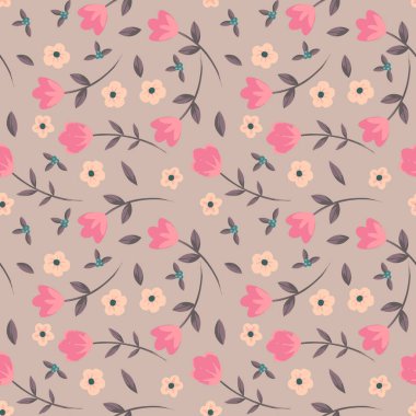 Çiçek desenli el çizimi. Vektör illüstrasyonu.