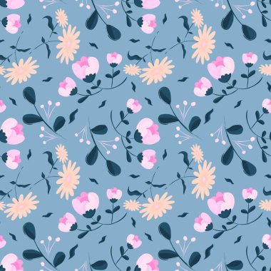 El çizimi çiçek deseni. Vektör illüstrasyonu