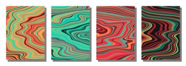 Abstract psychedelic groovy set background. Vector illustration.